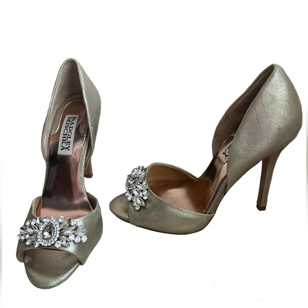 Badgley Mischka Candace Peep Toe Pumps Size 4.5 - Picture 2 of 4